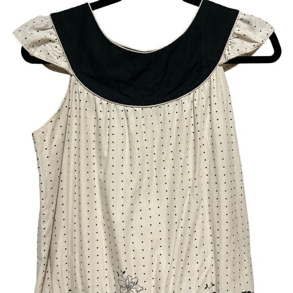 Hale Bob Cream White and Black Polka Dot Baby Doll Trapeze Dress - Picture 4 of 8